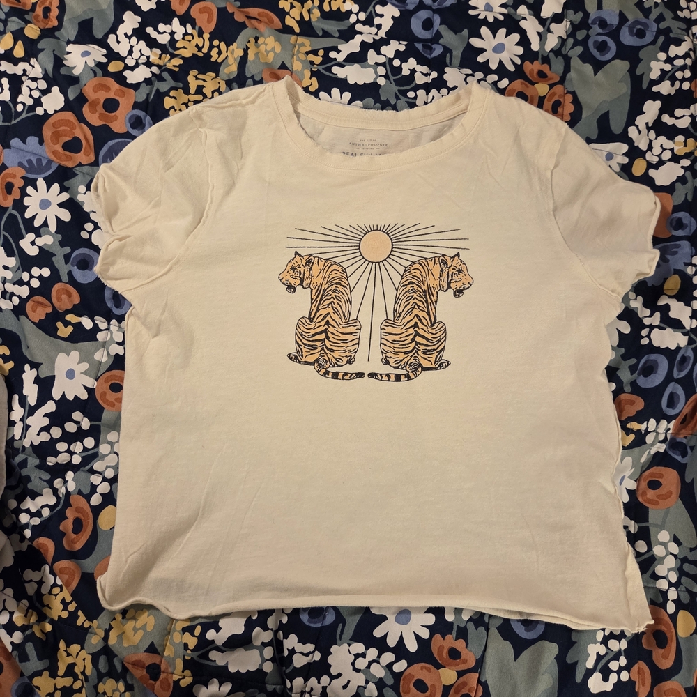 Anthropologie Graphic Tee with Twin Tiger Design